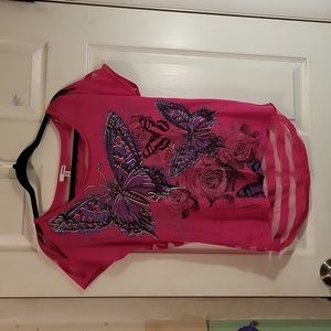 Bongo size medium short-sleeve top with a sheer back